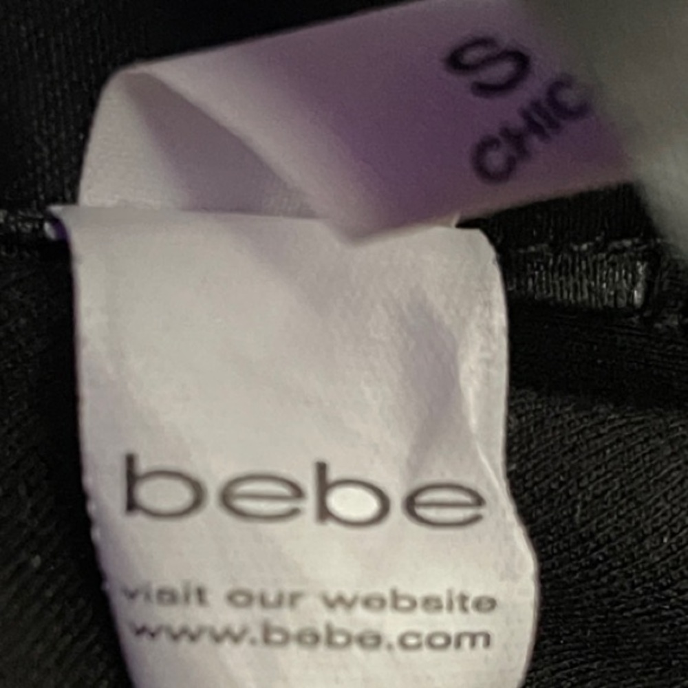 Bebe Bikercore Jet Black Leggings With Faux Leather Paneling - Picture 2 of 9